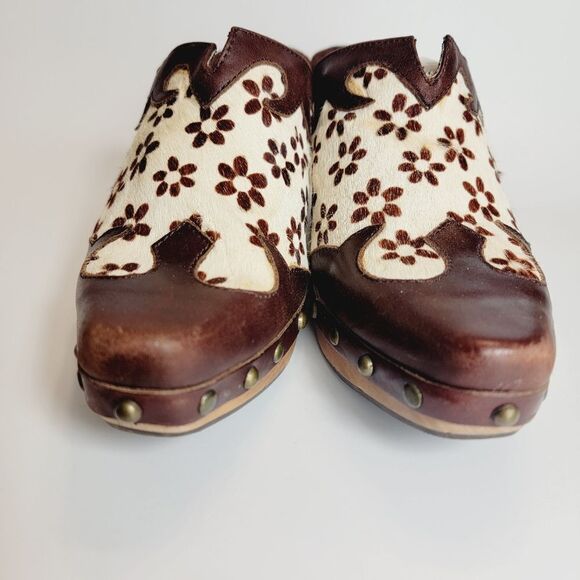 Paris Blues Cowboy Carter Freda Wooden Western Cowgirl Backless Clogs Size 6.5 - Picture 3 of 8